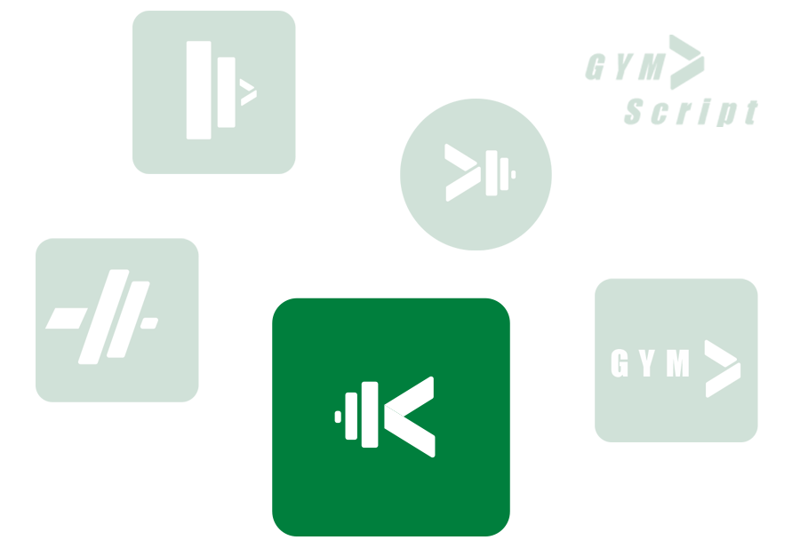 We started by designing a logo to illustrate what GymScript means; 
  an app that uses an algorithm to make a systematic and progressive workout plan (script).